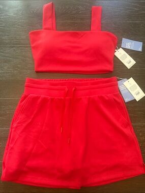 Salt Project Strawberry Cloud Form Crop Top and Drawstring Mini Skirt